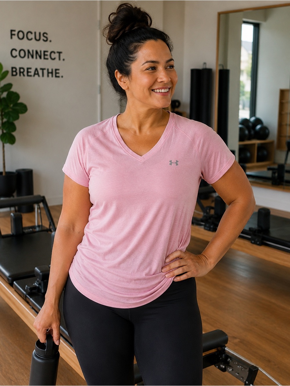 Under Armour Light Pink V-Neck Short Sleeve Performance Tee